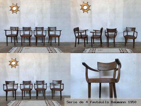 Serie de 4 fauteuils baumann 1950