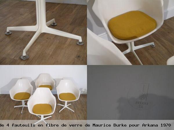 Serie 4 fauteuils en fibre verre maurice burke pour arkana 1970