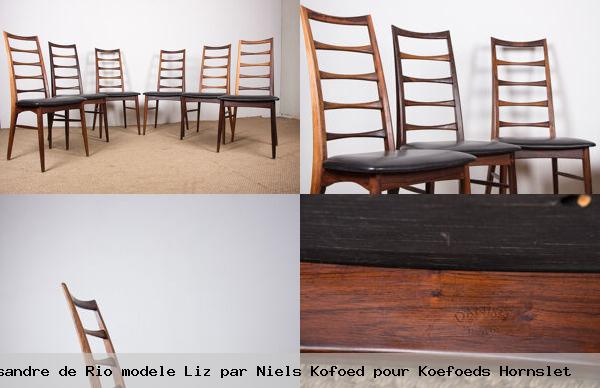 Serie 6 chaises danoises en palissandre rio modele liz par niels kofoed pour koefoeds hornslet