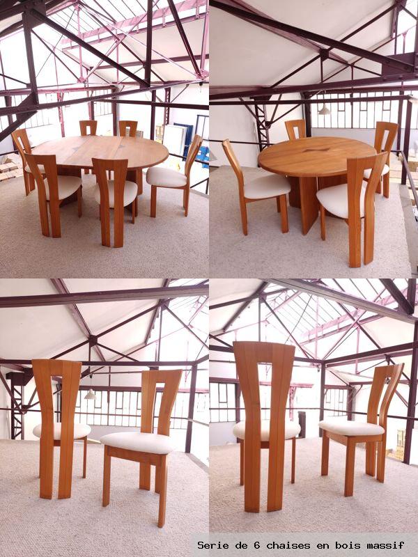Serie de 6 chaises en bois massif