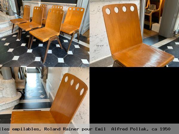 Serie de 6 chaises industrielles empilables roland rainer pour emil alfred pollak ca 1950