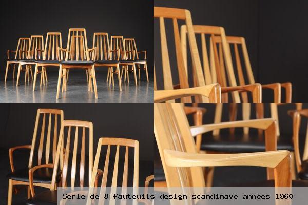 Serie de 8 fauteuils design scandinave annees 1960