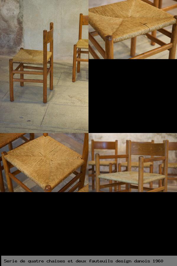 Serie de quatre chaises et deux fauteuils design danois 1960