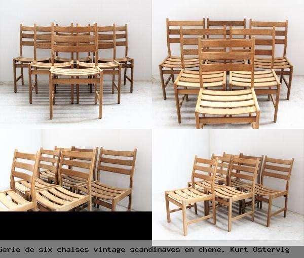 Serie de six chaises vintage scandinaves en chene kurt ostervig