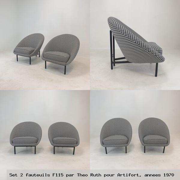 Set 2 fauteuils f115 par theo ruth pour artifort annees 1970