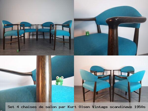 Set 4 chaises de salon par kurt olsen vintage scandinave 1950s