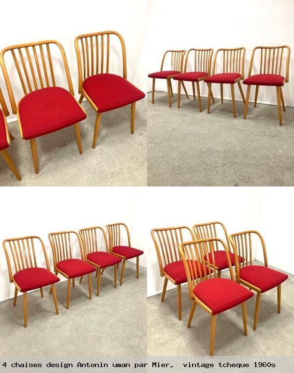Set 4 chaises design antonin uman par mier vintage tcheque 1960s