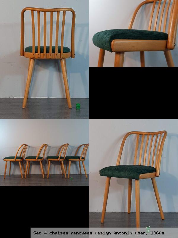 Set 4 chaises renovees design antonin uman 1960s