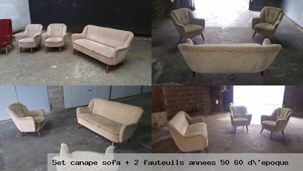 Set canape sofa 2 fauteuils annees 50 60 d epoque