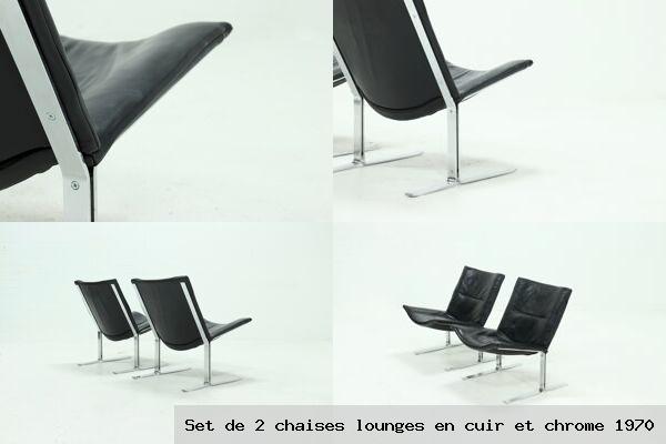 Set de 2 chaises lounges en cuir et chrome 1970