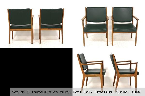 Set de 2 fauteuils en cuir karl erik ekselius suede 1960