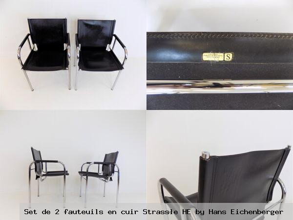 Set de 2 fauteuils en cuir strassle he by hans eichenberger