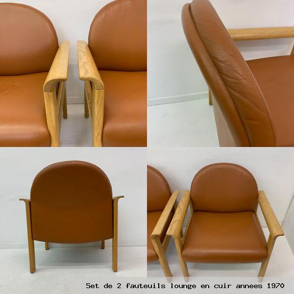 Set de 2 fauteuils lounge en cuir annees 1970