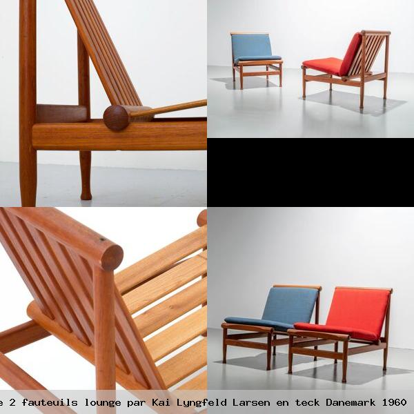 Set de 2 fauteuils lounge par kai lyngfeld larsen en teck danemark 1960
