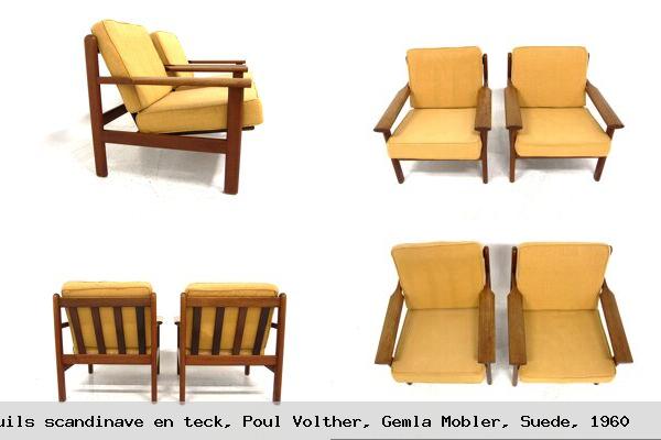 Set de 2 fauteuils scandinave en teck poul volther gemla mobler suede 1960