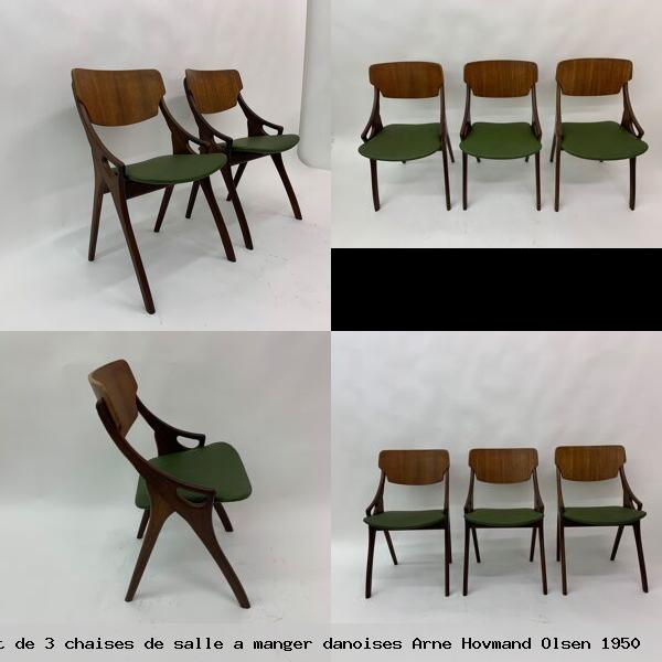Set 3 chaises salle a manger danoises arne hovmand olsen 1950