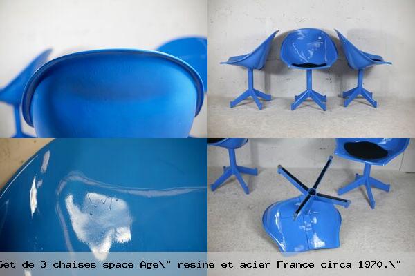 Set de 3 chaises space age resine et acier france circa 1970 