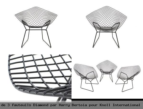 Set de 3 fauteuils diamond par harry bertoia pour knoll international