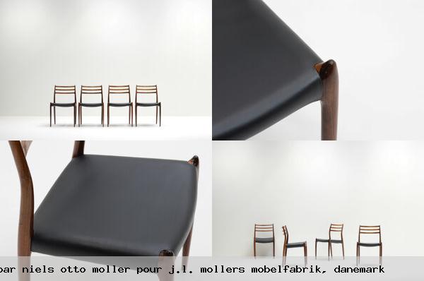 Set 4 chaises salle a manger en palissandre modele 78 par niels otto moller pour j l mollers mobelfabrik danemark