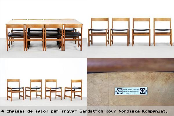 Set 4 chaises salon par yngvar sandstrom pour nordiska kompaniet 