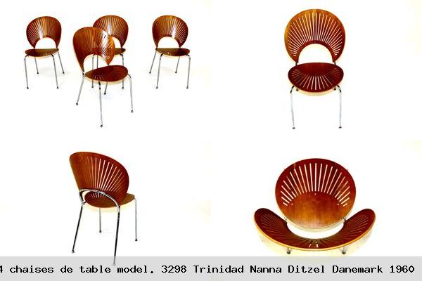 Set 4 chaises table model 3298 trinidad nanna ditzel danemark 1960