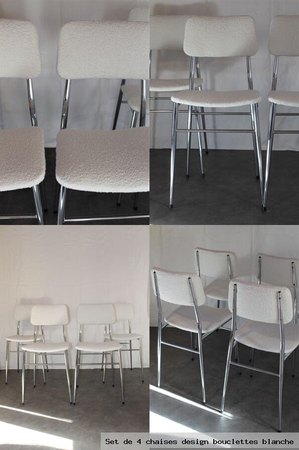 Set de 4 chaises design bouclettes blanche