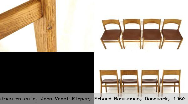 Set de 4 chaises en cuir john vedel rieper erhard rasmussen danemark 1960