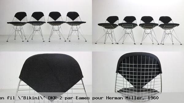 Set de 4 chaises en fil bikini dkr 2 par eames pour herman miller 1960