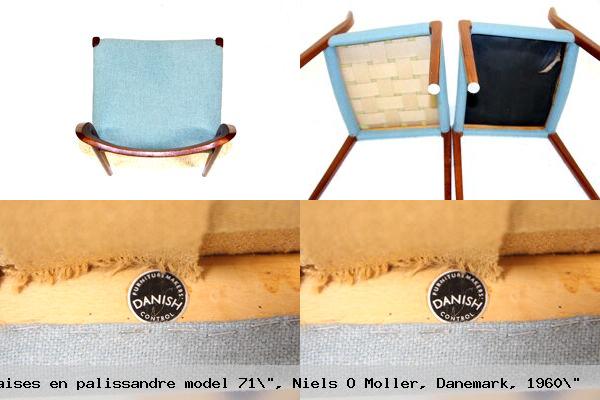 Set de 4 chaises en palissandre model 71 niels o moller danemark 1960 