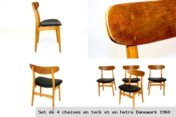 Set de 4 chaises teck et hetre danemark 1960