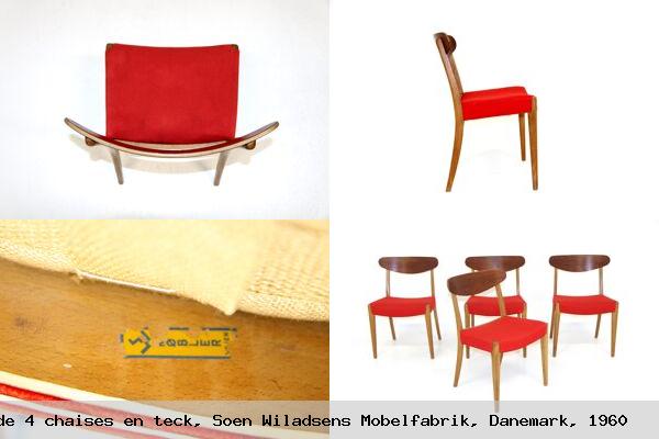Set de 4 chaises en teck soen wiladsens mobelfabrik danemark 1960