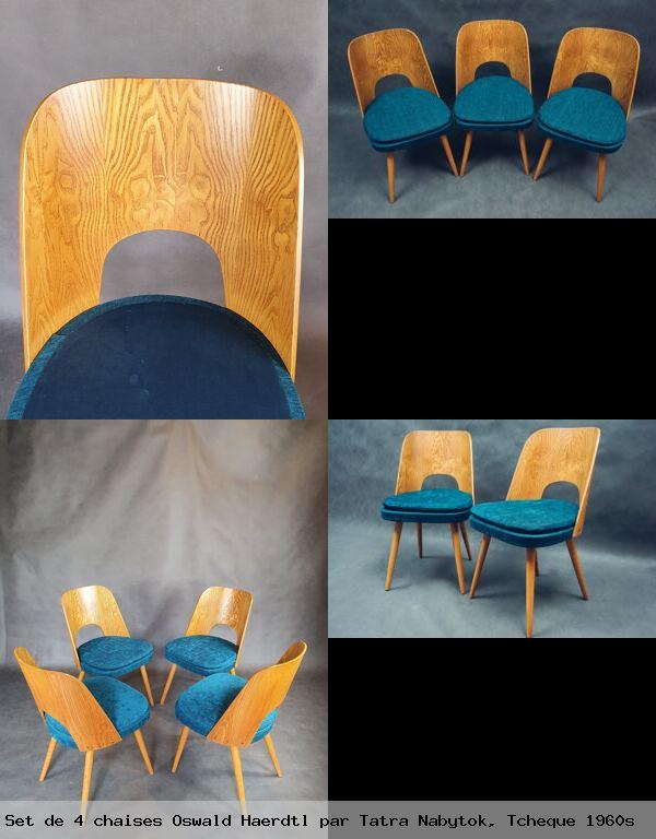 Set de 4 chaises oswald haerdtl par tatra nabytok tcheque 1960s