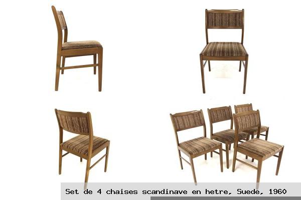 Set de 4 chaises scandinave en hetre suede 1960