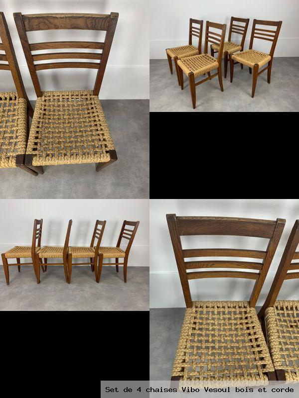 Set de 4 chaises vibo vesoul bois et corde