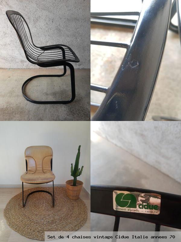 Set de 4 chaises vintage cidue italie annees 70