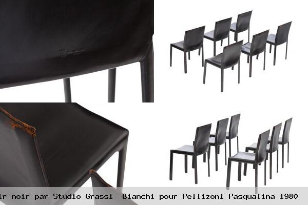Set de 6 chaises en cuir noir par studio grassi bianchi pour pellizoni pasqualina 1980