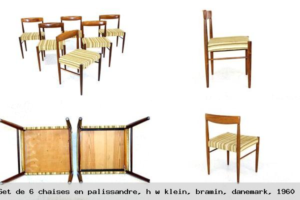 Set de 6 chaises en palissandre h w klein bramin danemark 1960