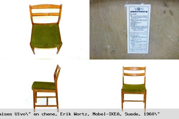 Set de 6 chaises ulvo en chene erik wortz mobel ikea suede 1960 