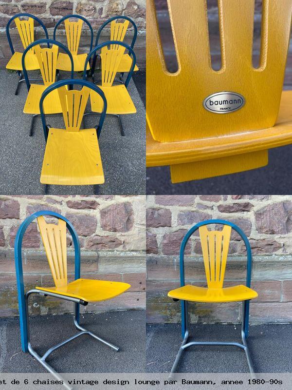 Set de 6 chaises vintage design lounge par baumann annee 1980 90s