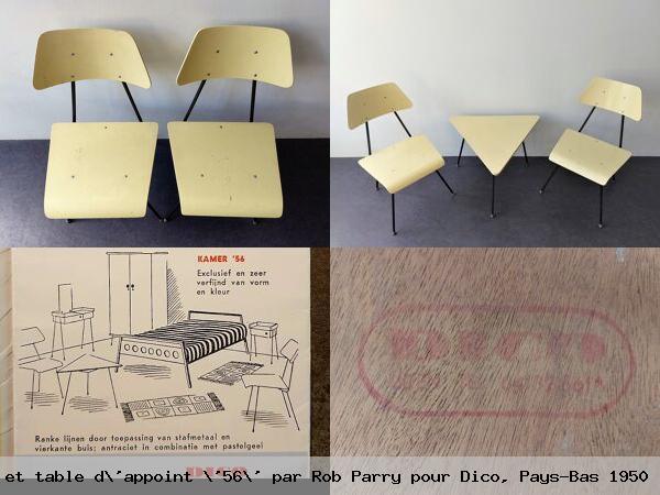 Set de chaises et table d appoint 56 par rob parry pour dico pays bas 1950
