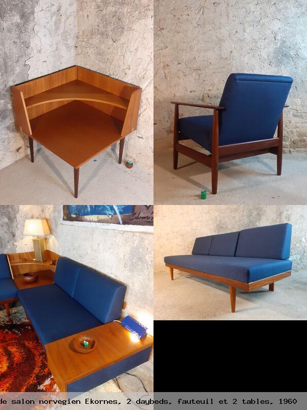 Set de salon norvegien ekornes daybeds fauteuil et tables 1960