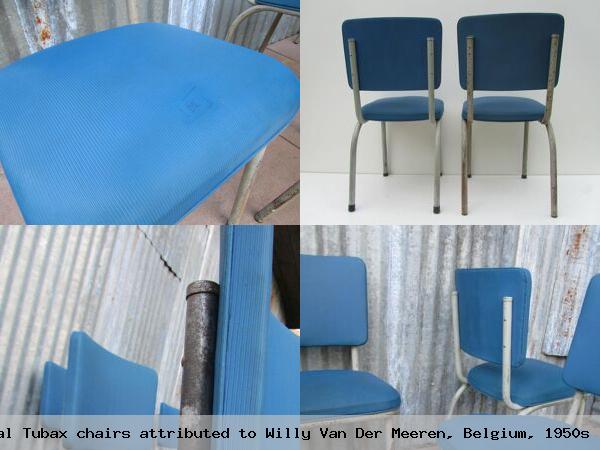 Set of 9 original tubax chairs attributed to willy van der meeren belgium 1950s