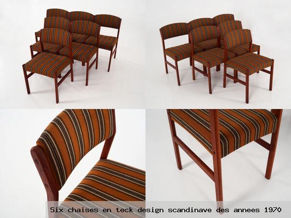 Six chaises en teck design scandinave des annees 1970