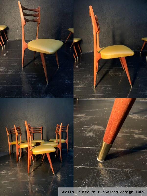 Stella suite de 6 chaises design 1960