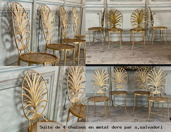 Suite de 4 chaises en metal dore par s salvadori