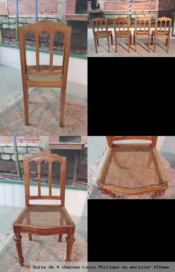 Suite de 4 chaises louis philippe en merisier xixeme