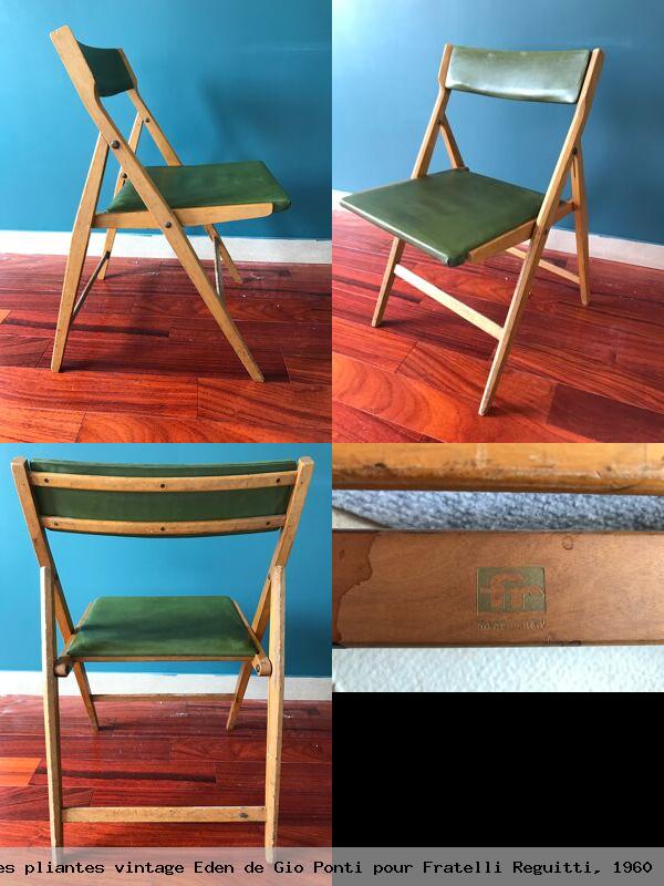 Suite 4 chaises pliantes vintage eden gio ponti pour fratelli reguitti 1960
