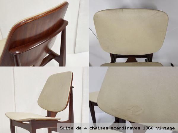 Suite de 4 chaises scandinaves 1960 vintage