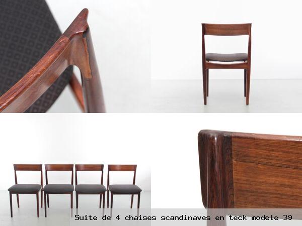 Suite de 4 chaises scandinaves en teck modele 39