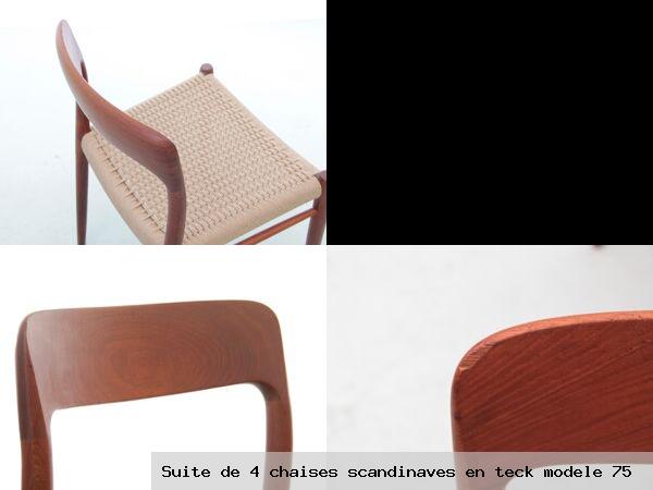 Suite de 4 chaises scandinaves en teck modele 75